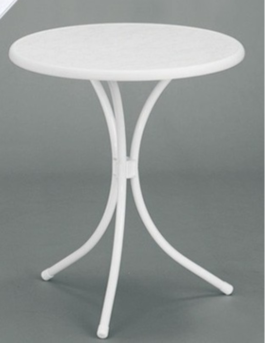SIEGER Gartentisch / Bistrotisch rund Ø 60 cm weiß Stahl