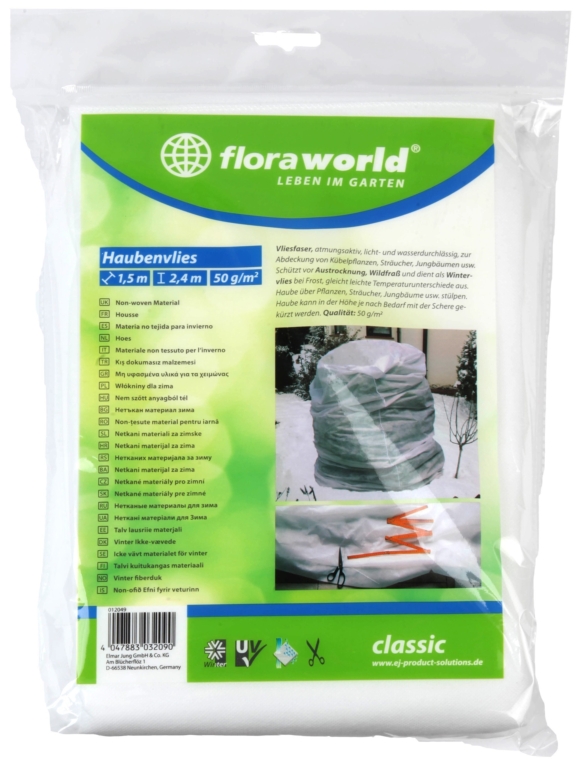 Haubenvlies / Gartenvlies classic floraworld 1,5x2,4m weiß