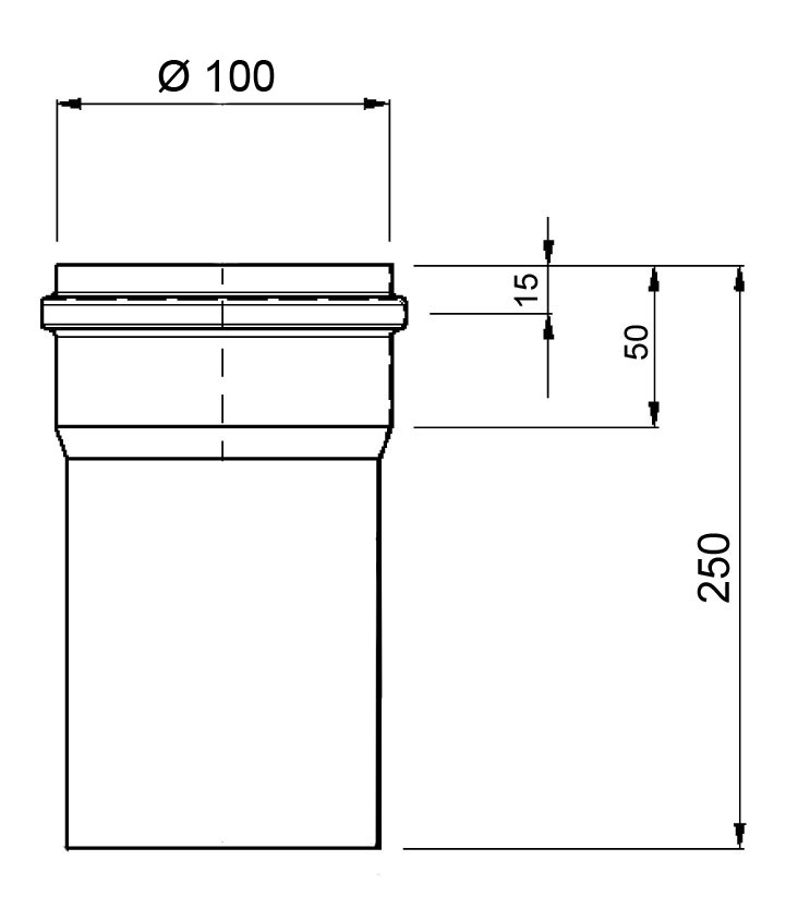 Ofenrohr für Pelletofen Senotherm 0,8mm schwarz Ø100mm Länge 250mm