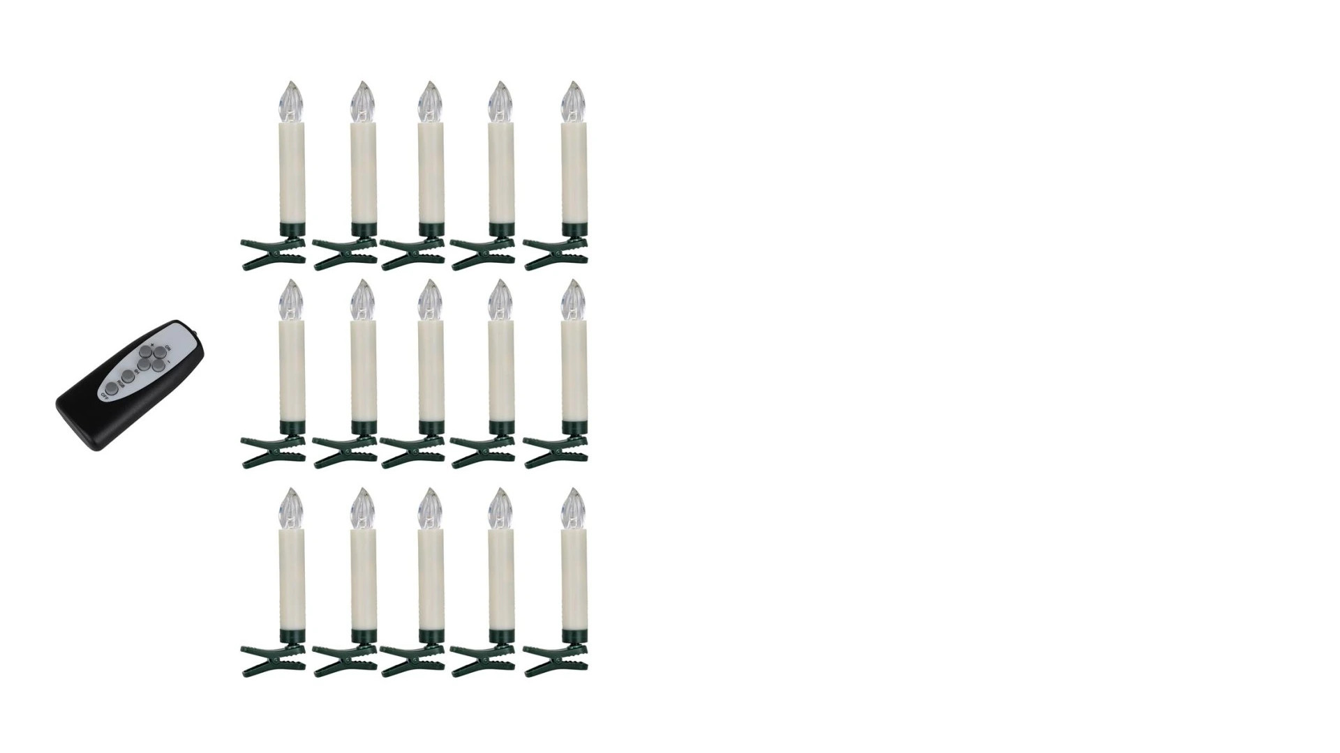 15 kabellose LED Weihnachtskerzen für innen/außen + Fernbedienung
