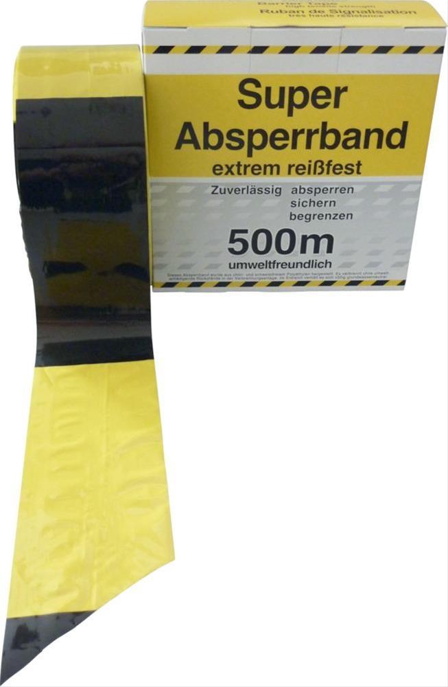 Absperrband schwarz/gelb 500 m-Rolle