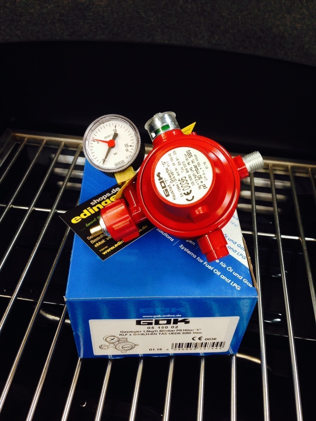 GOK Gasdruckregler / Gasregler für Innen 50mbar 1,5kg/h