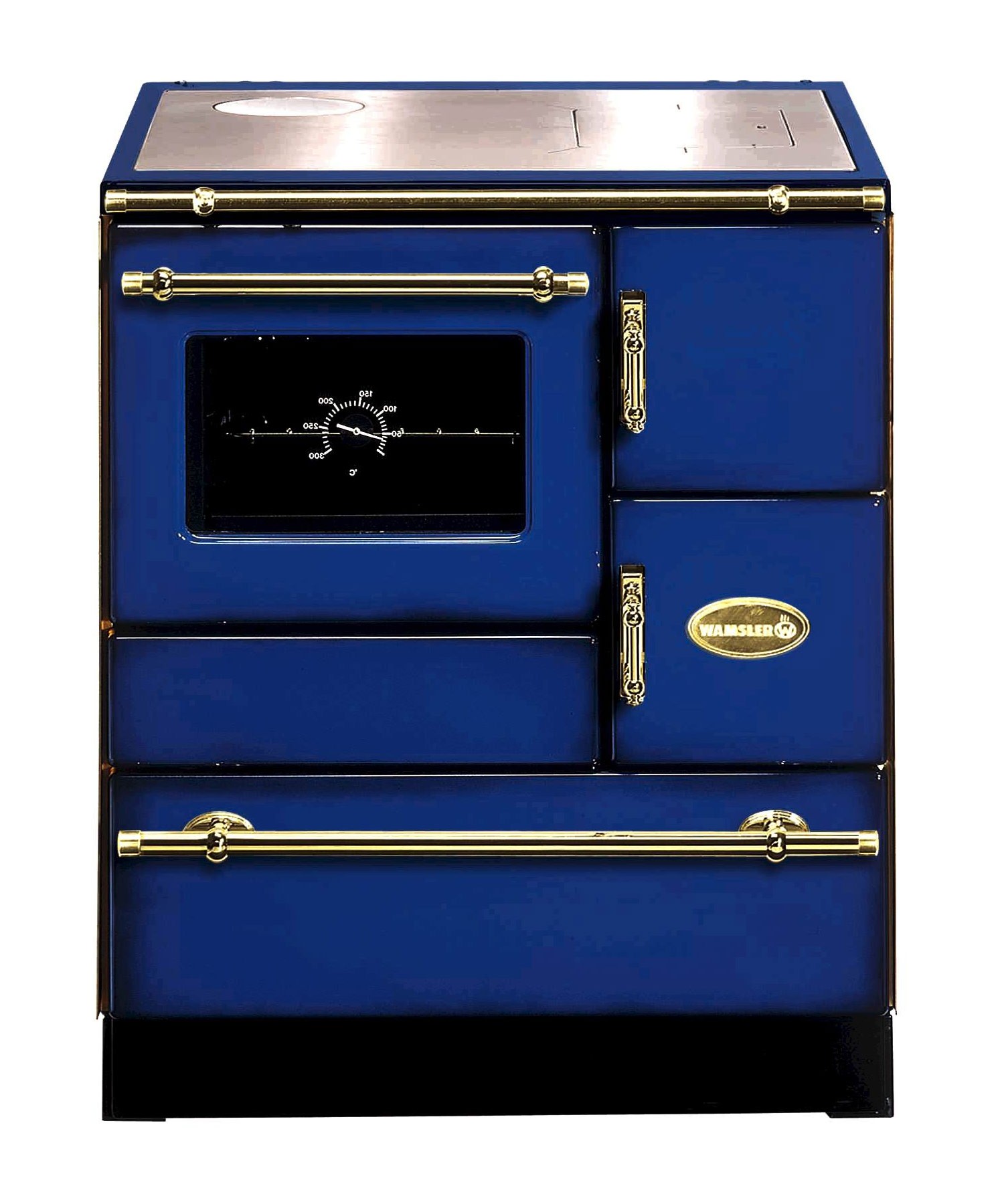 Küchenherd Wamsler K128CL Creative-Line blau Stahlfeld Ans links