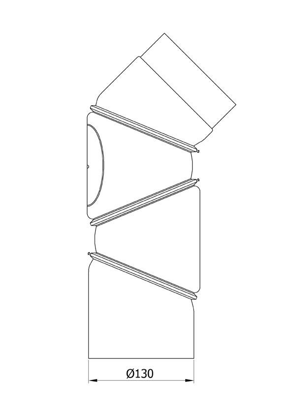 Ofenrohr Bogenknie 4tlg verstellbar 0-90° Ø130mm Stahl schwarz mit Tür