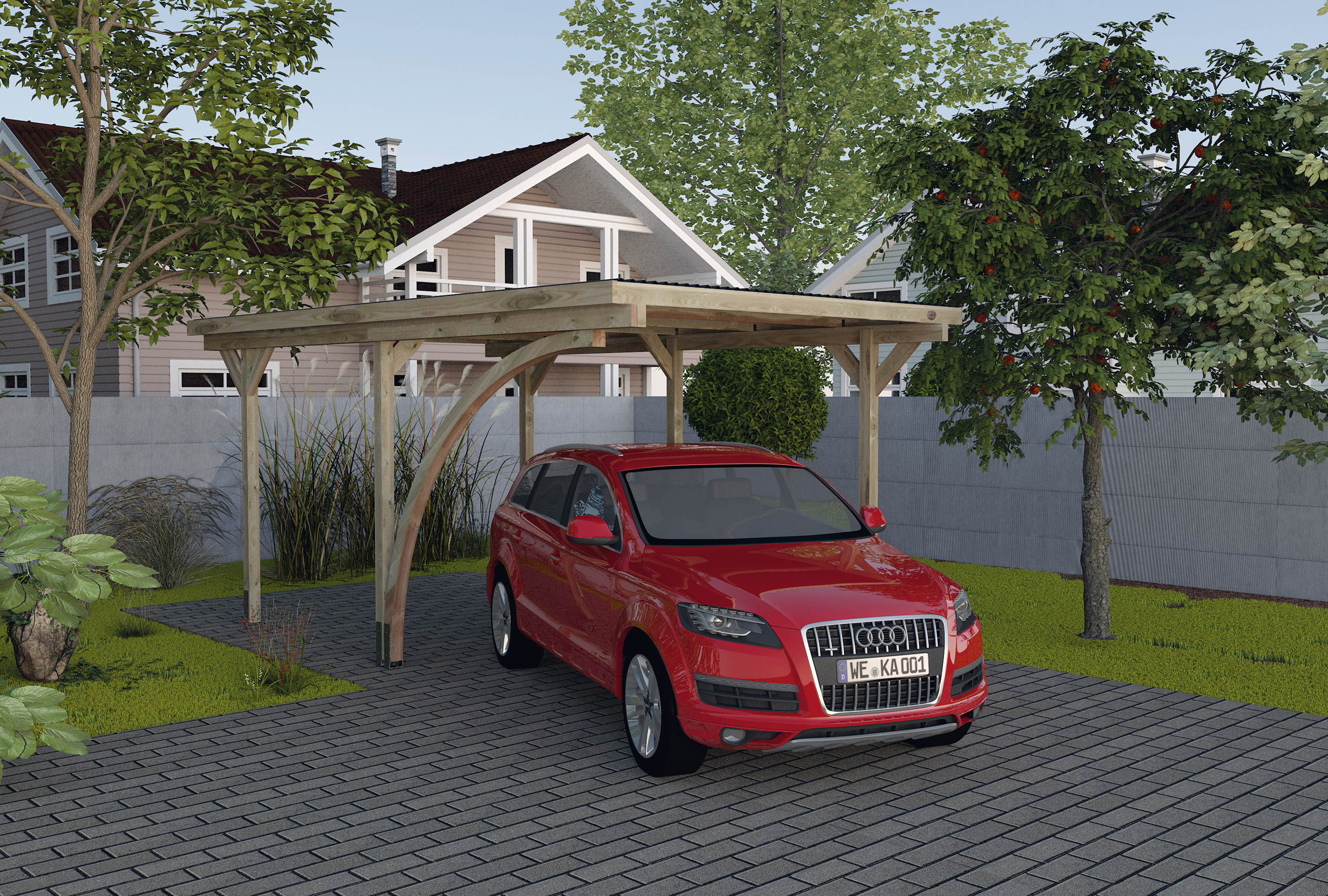 weka Einzelcarport 606 A Gr.1 mit Rundbogen