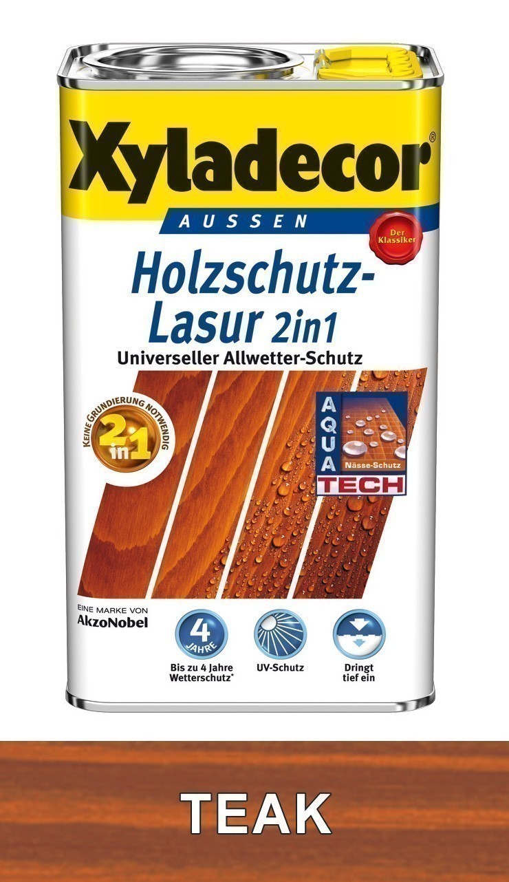XYLADECOR Holzschutzlasur 2in1 2,5 Liter Holzfarbe teak