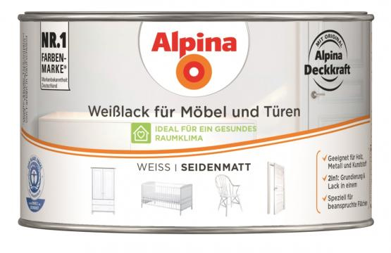 Alpina Weißlack für Möbel + Türen seidenmatt 300ml