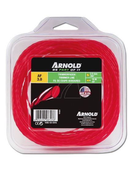 ARNOLD Trimmerfaden AF 3.0, 2.0 mm x 15 m, rot, rund, gedreht