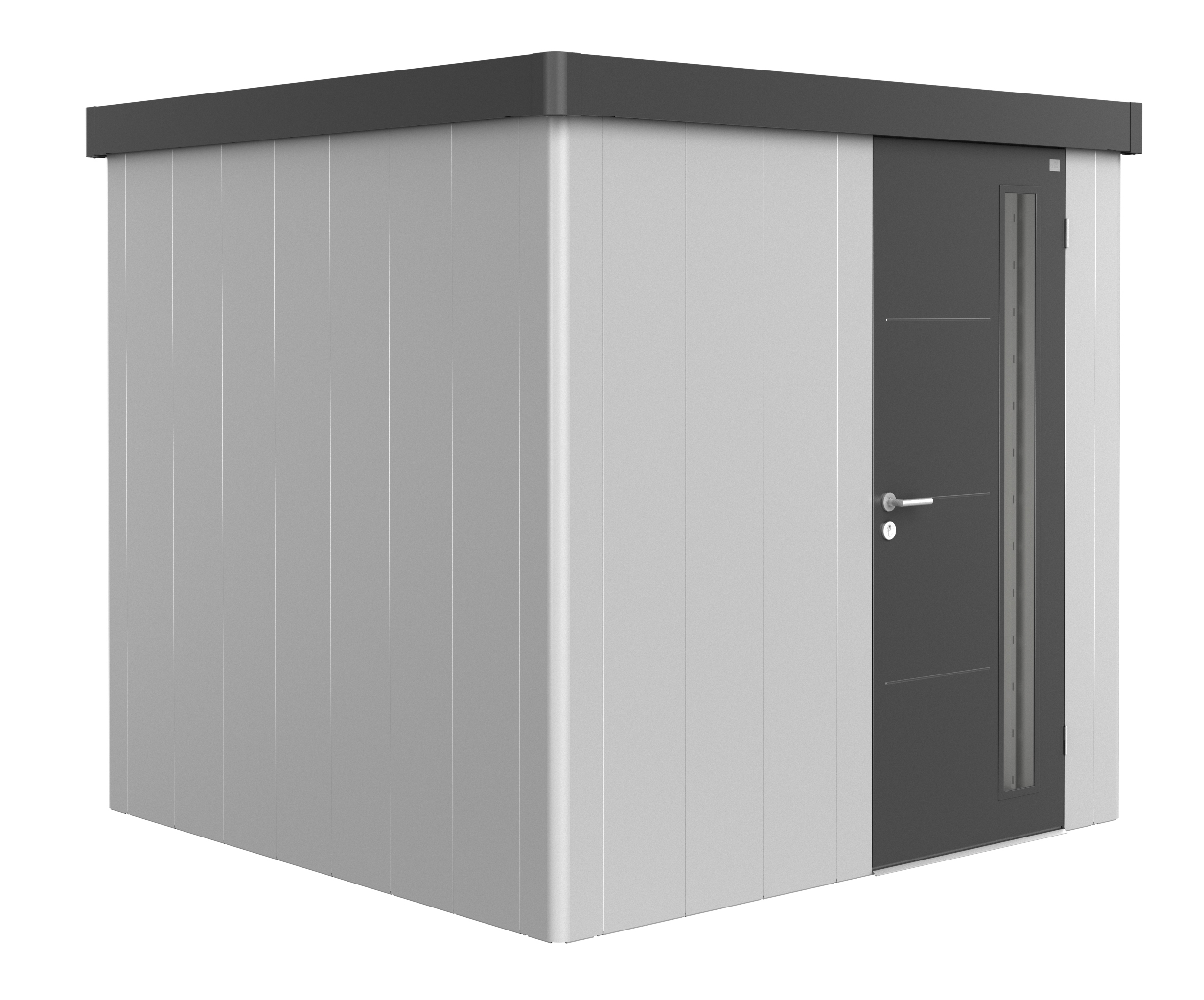 Biohort Gerätehaus Neo 2B Variante 1.3 Standardtür silber dunkelgrau