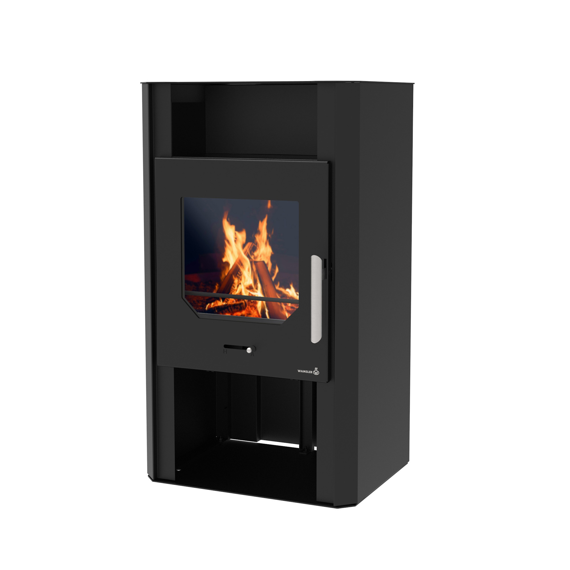 Wamsler Cube Kaminofen Stahl schwarz 6 kW mit Holzfach
