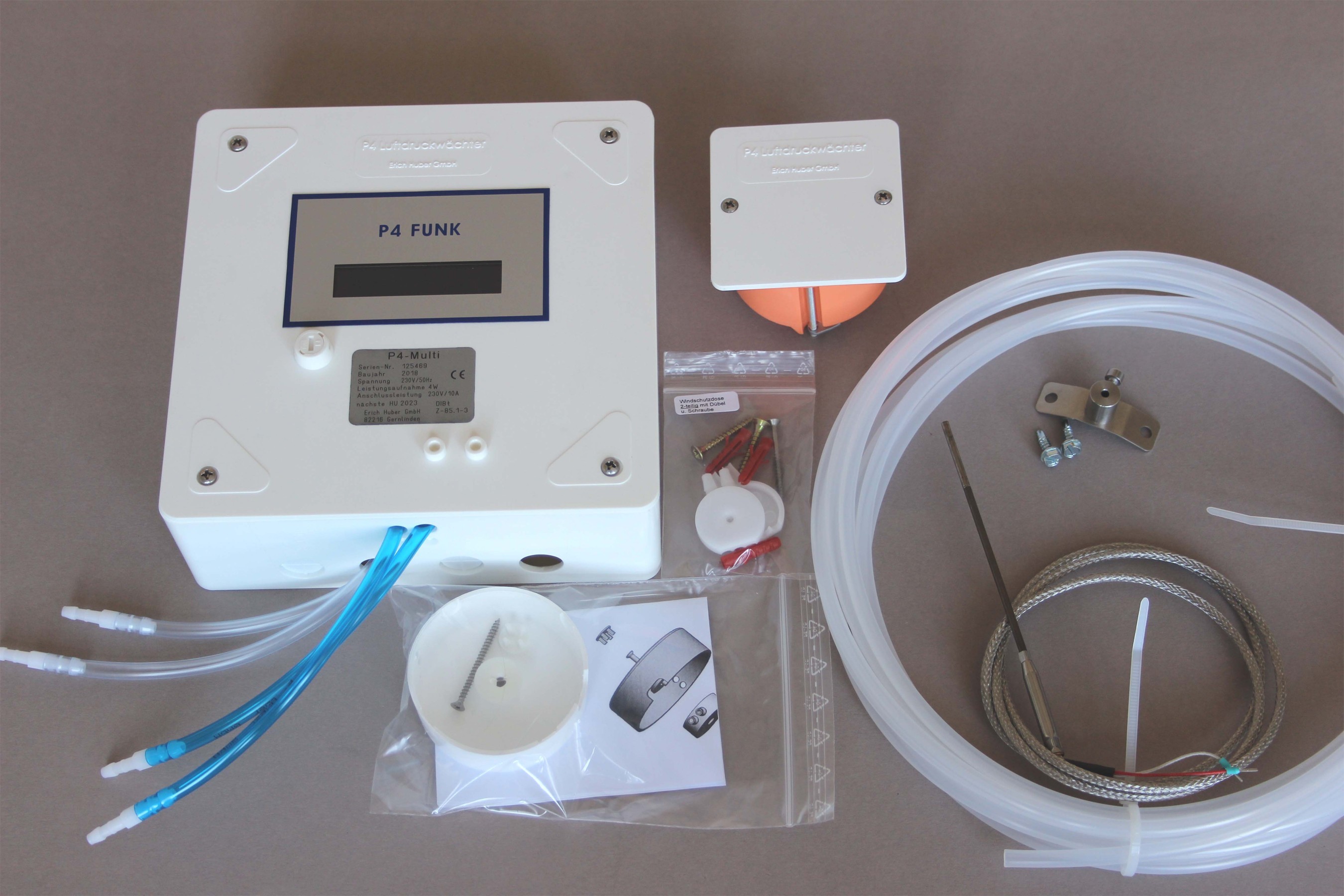 Luftdruckwächter P4 Funk Set Aufputz Erich Huber mit LC Display