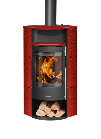 Polar Neo Eckkaminofen schwarz Keramik Paprikarot 6,5kW