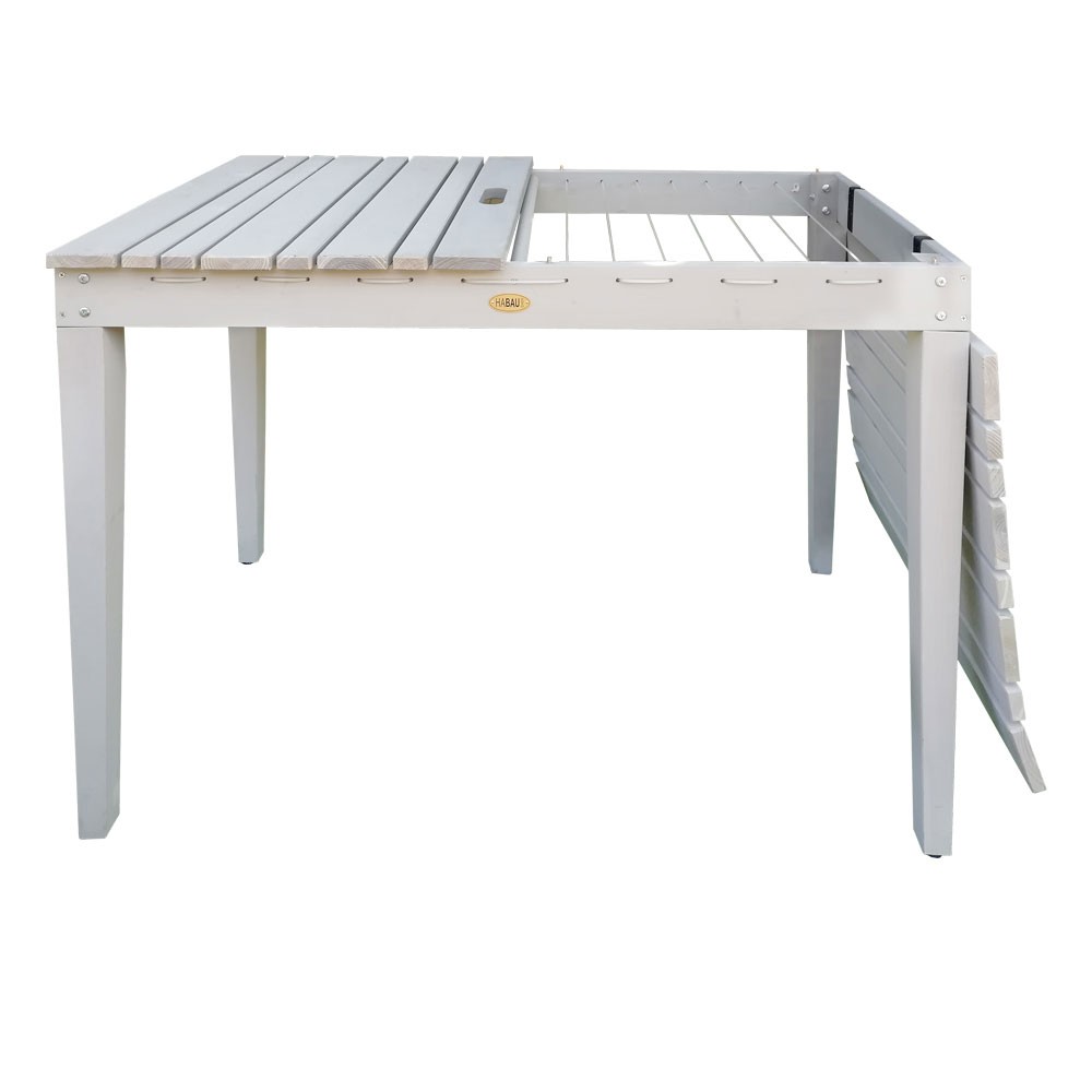 Habau Gartentisch / Balkontisch mit Wäscheleine Holz grau 106x60cm