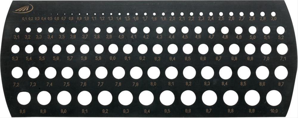 Millimeter-Lochlehre 0,1-10mm/ 0,1mm HP