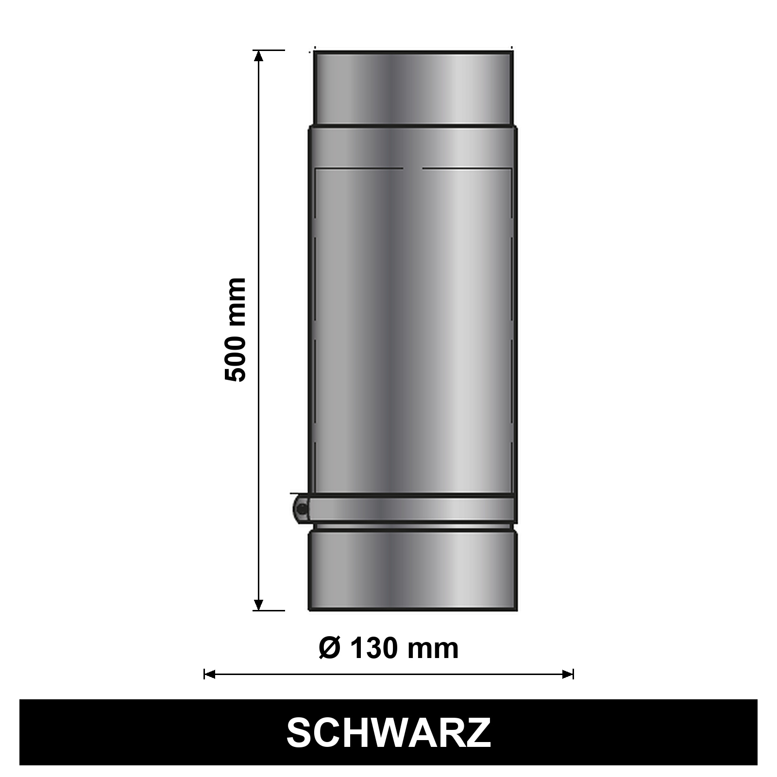 ediFire Teleskoprohr Ø 130 mm, 500-mm-Ausführung, schwarz
