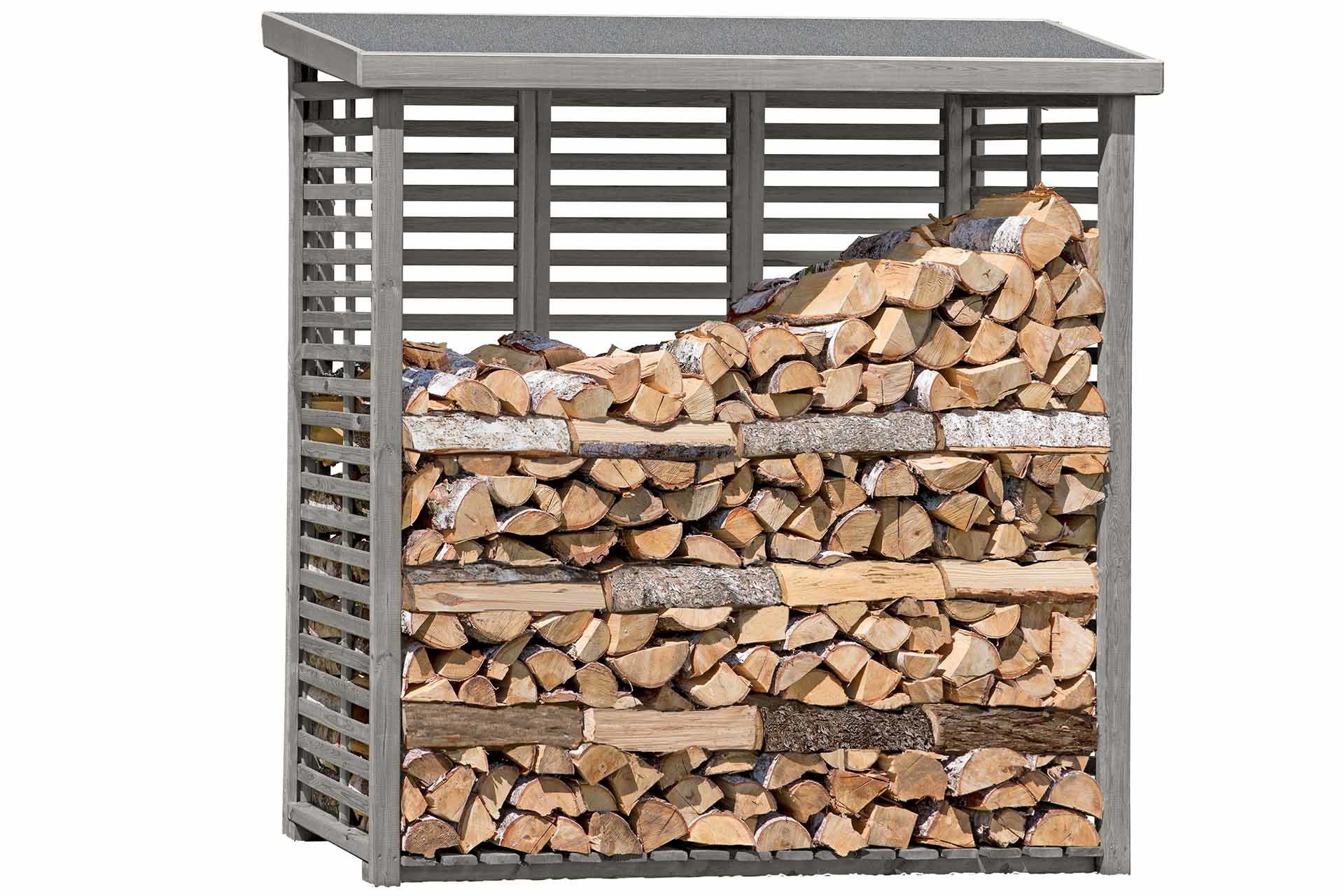 ediGarden Holz Kaminholzregal Flammo L mit Rückwand grau