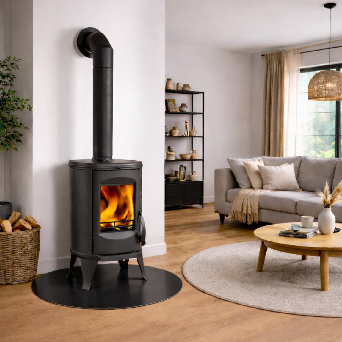 Globe Fire Sirius Kaminofen raumluftunabhängig Guss schwarz 7,2 kW