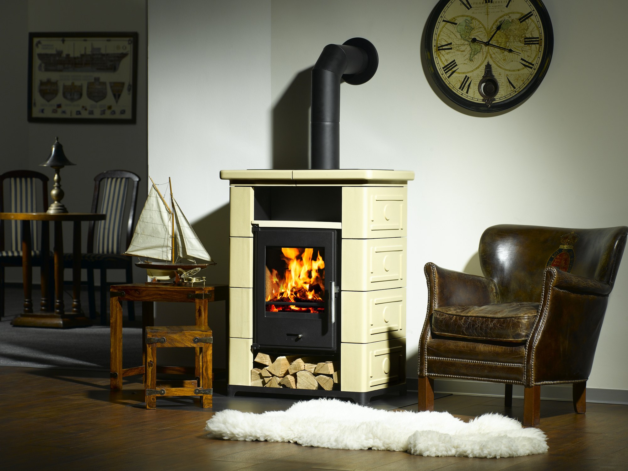 Wamsler Montafon Kaminofen Keramik creme 7 kW A+ - Lagerware