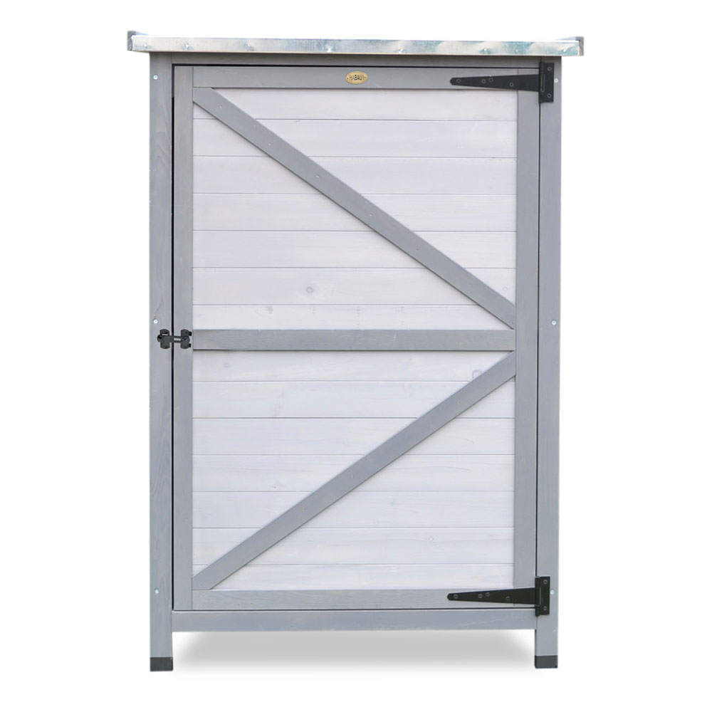 Habau Gartenschrank Flachdach Zinkblech 76x56x114cm Holz grau