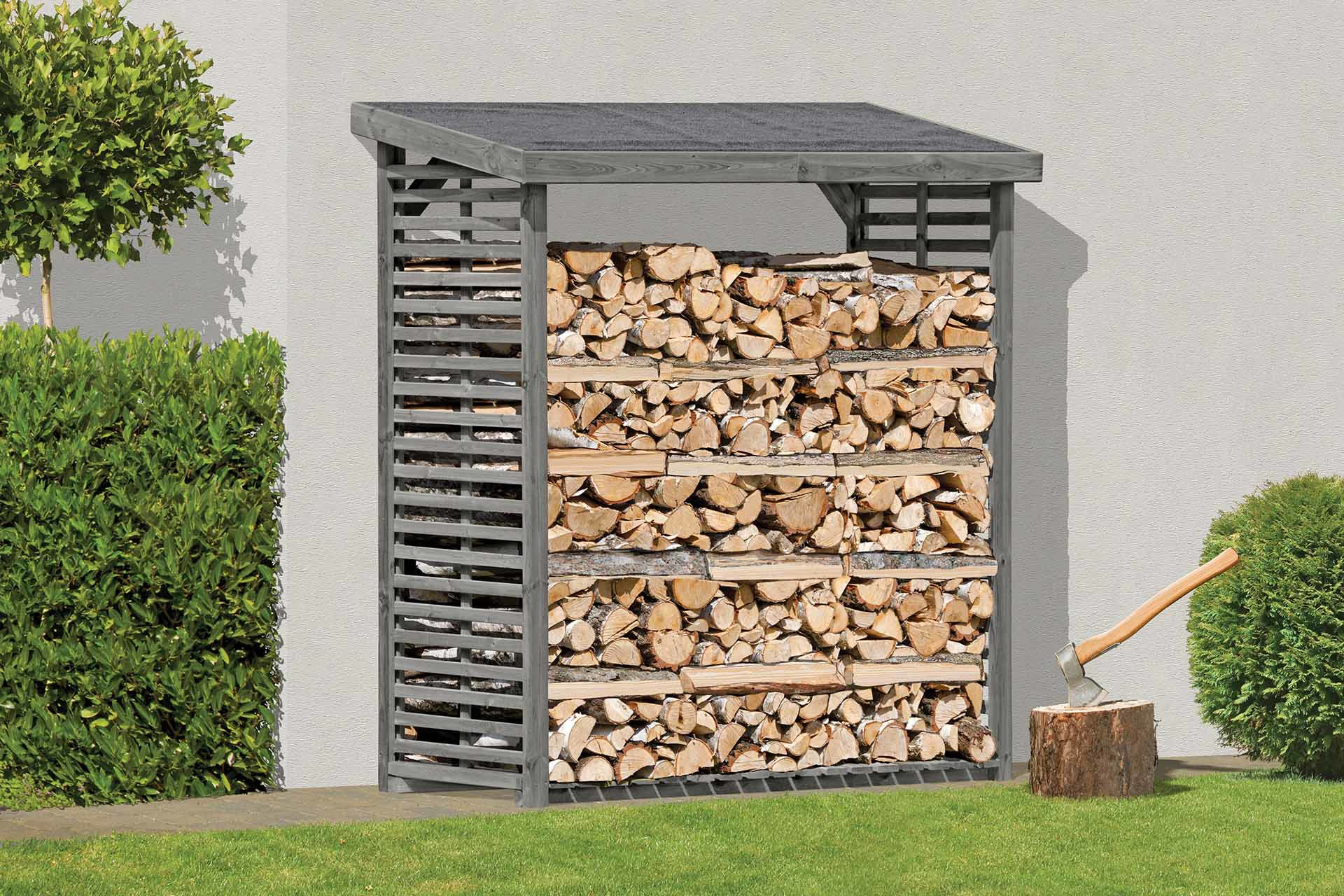 ediGarden Holz Kaminholzregal Flammo L BIG grau