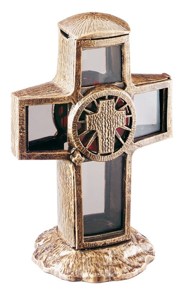 Grablaterne / Grableuchte Grablampe Kreuz 34 cm