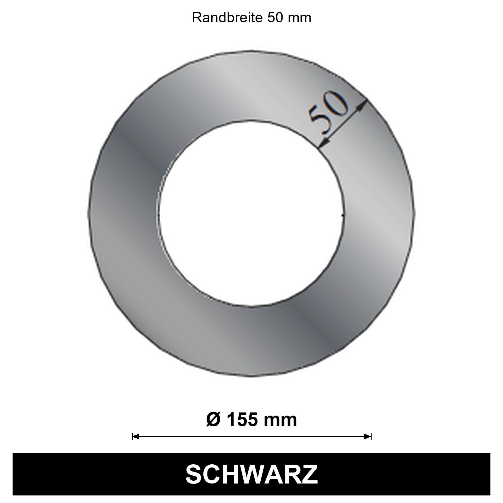 ediFire Rosette Ø 155 mm, Rand 50 mm, schwarz