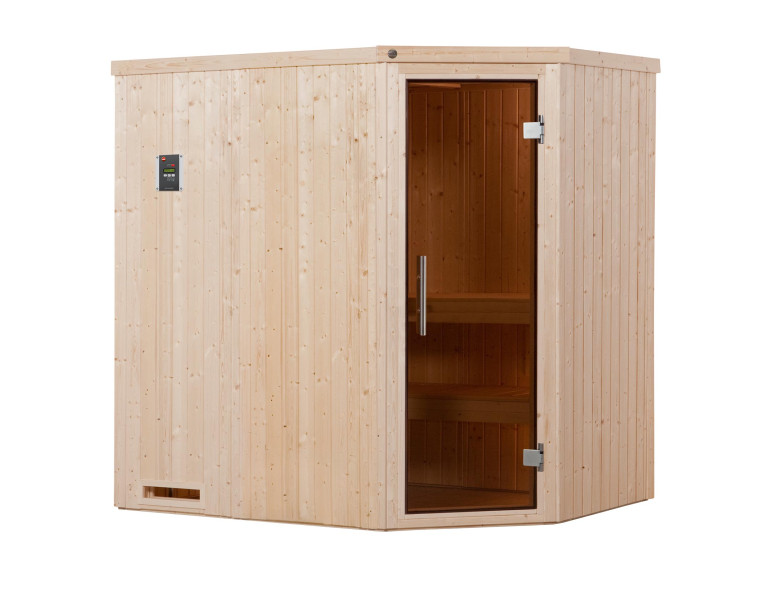 Weka Sauna Varberg Eck 7,5 kW BioS Gr.1 Glastür graphit Optik