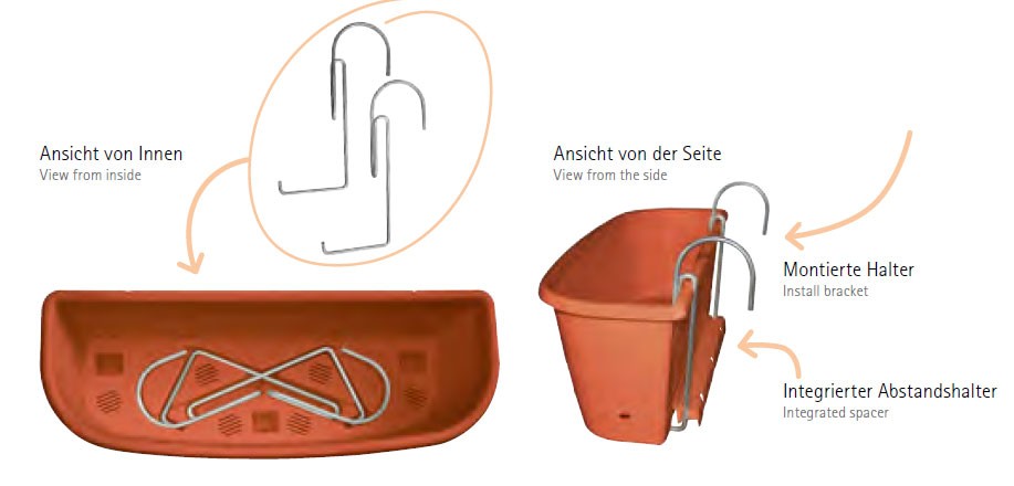 Blumenkasten Maya / Komplettset mit Halterung 50cm anthrazit