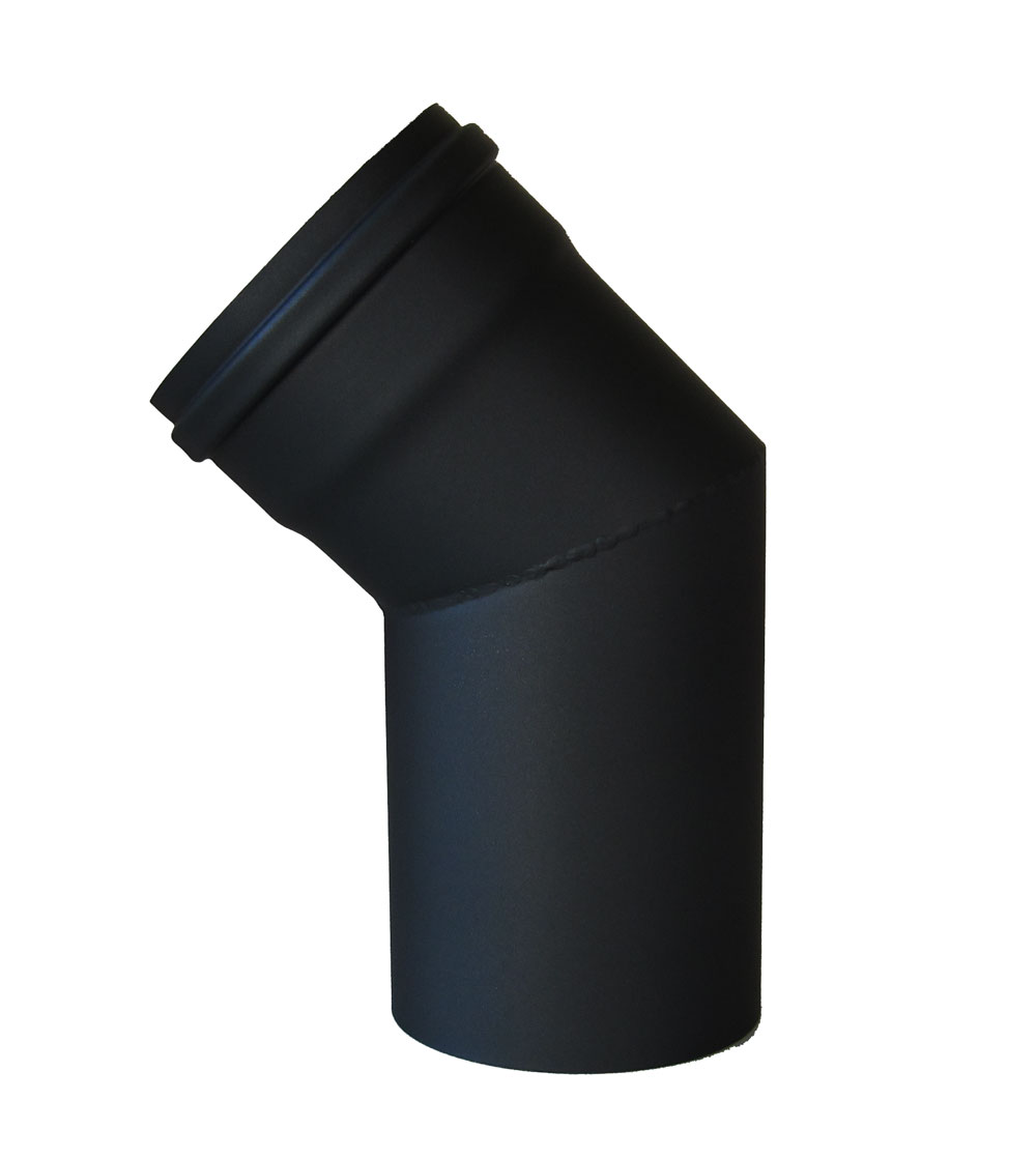 Bogenknie 45° für Pelletofen Senotherm 0,8mm schwarz Ø100mm ohne Tür