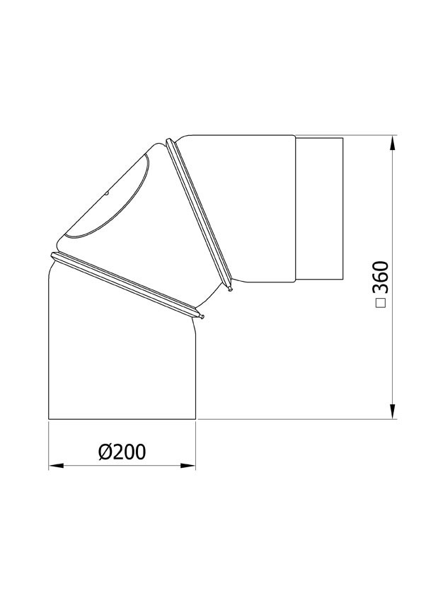 Ofenrohr Bogenknie verstellbar 0-90° Ø200mm Stahl blank mit Tür