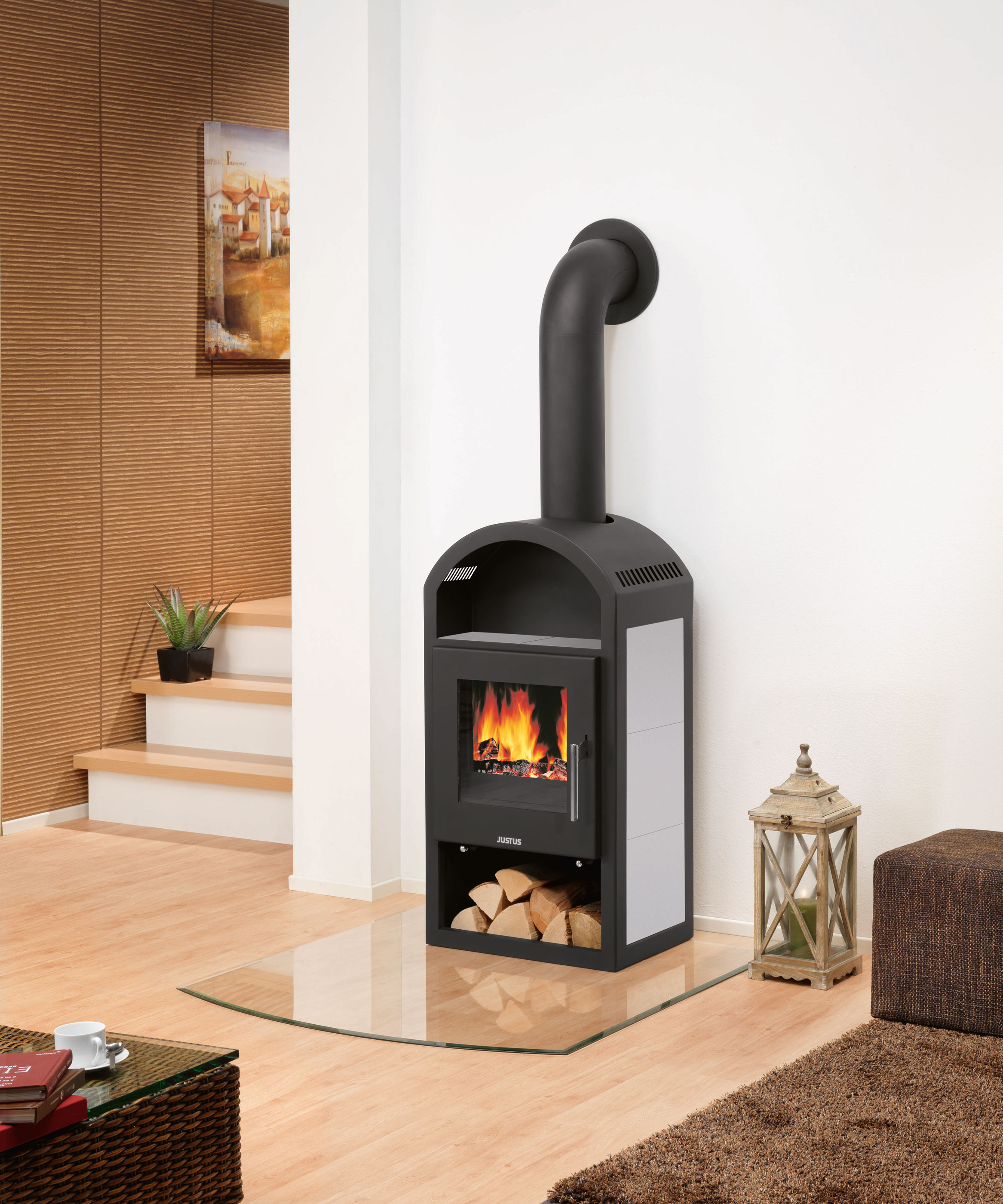 Kaminofen Justus Vegas Keramik grau 6kW