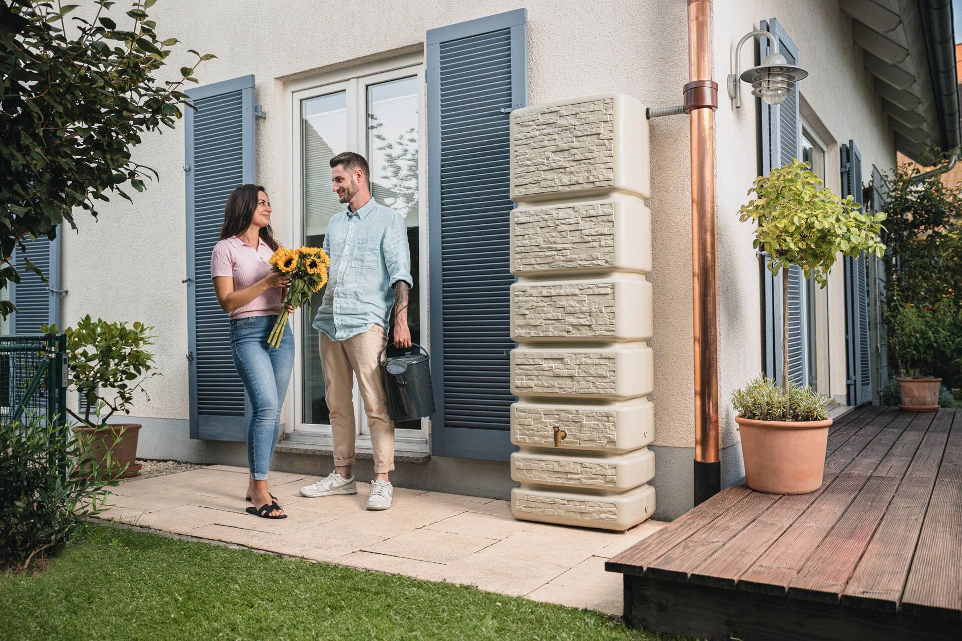 4rain Slim Stone Decor Wandtank 350 Liter Sandbeige