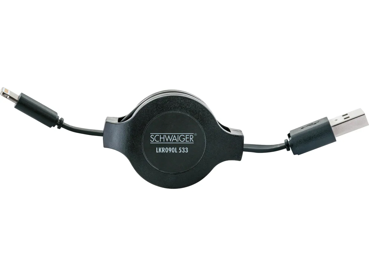 SCHWAIGER® Apple® Lightning Kabel ausziehbar schwarz