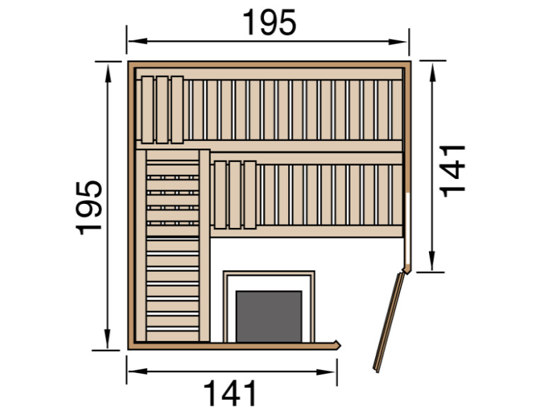 Weka Sauna CUBILIS 7,5 kW OS Gr.2 Glastür mit Fenster