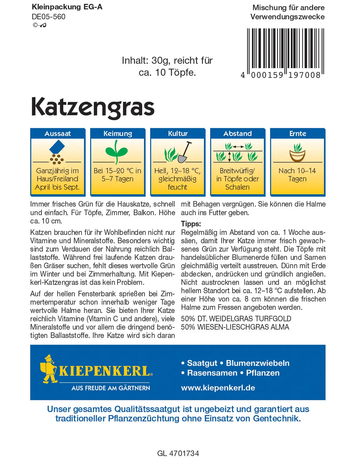Kiepenkerl® Prifi-Line Katzengrassamen