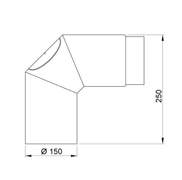 Ofenrohr / Rauchrohr Bogenknie 90° Ø150mm Senotherm gussgrau mit Tür