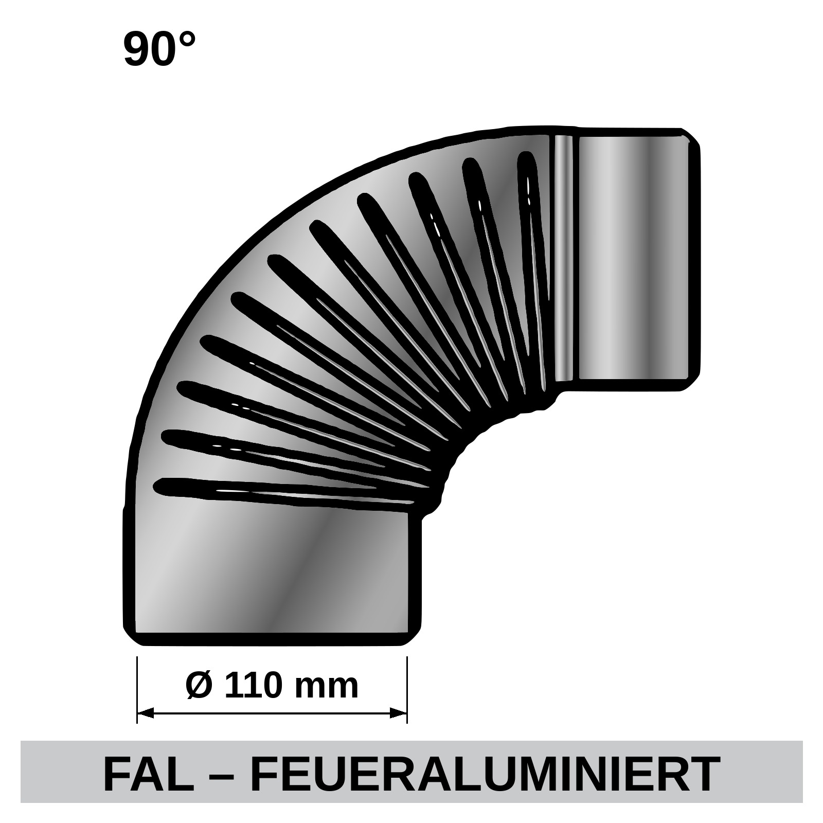 ediFire Ofenrohrbogen 90° Ø 110 mm, feueraluminiert