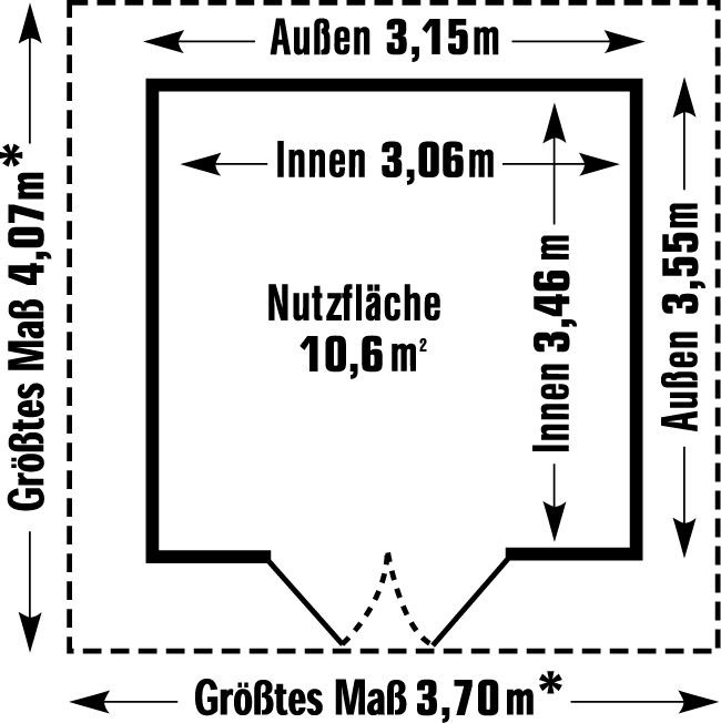 Grosfillex Gartenhaus Deco H 11 Kunststoff 315x355cm dunkelgrau