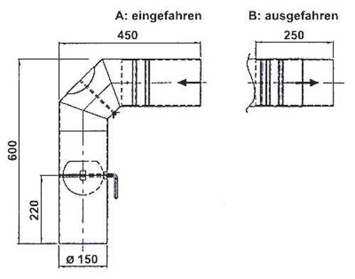 Ofenrohr / Rauchrohr Set 2 Ø 150 mm Schieberohr schwarz geschweißt