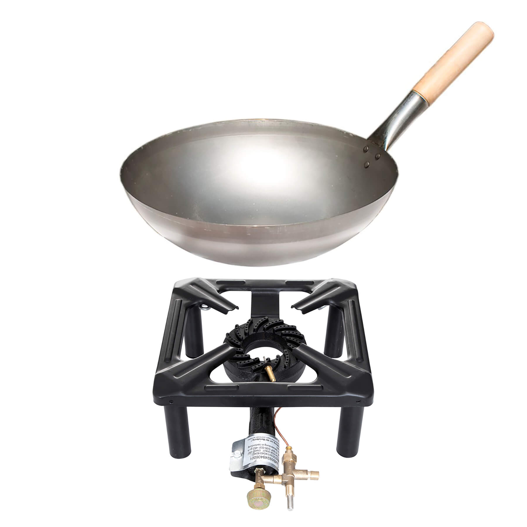 Paella World® Hockerkocher Set klein mit Wok Ø30cm mit Zündsicherung