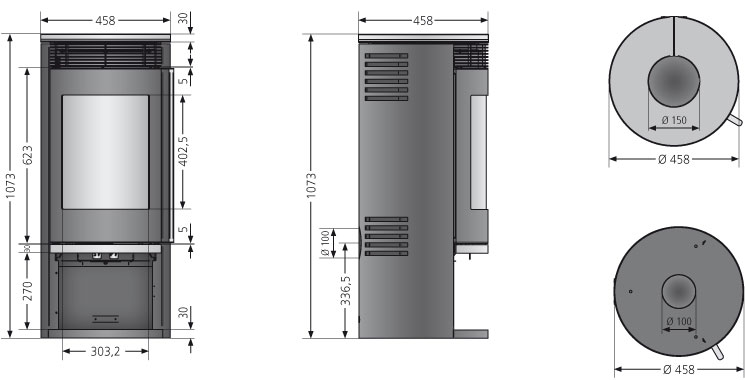 Kaminofen Oranier Rota 2.0 raumluftunabhängig Sandstein 5,5kW