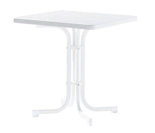 SIEGER Gartentisch / Klapptisch 70x70cm Stahl weiß / Mecalit weiß