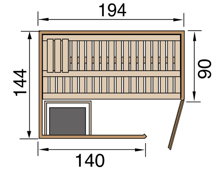 Weka Sauna Varberg Eck 7,5 kW BioS Gr.1 Glastür graphit Optik