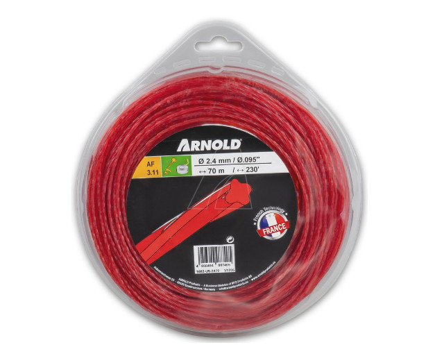 ARNOLD Trimmerfaden AF 3.11, 2.4 mm x 70.1 m, rot, rund, gedreht