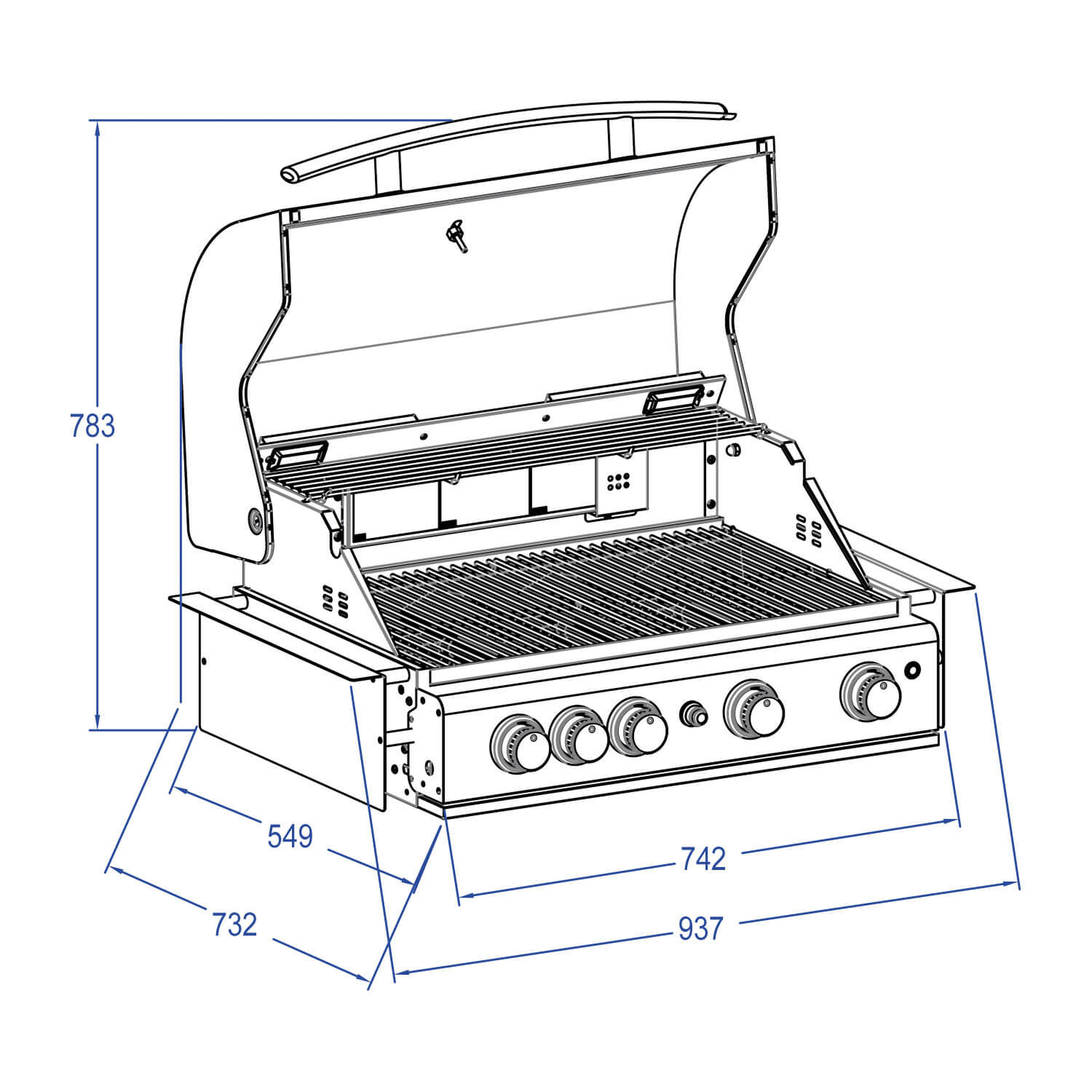 All'Grill® Gasgrill Einbaugrill CHEF L - BUILT-IN Air System 71x46cm