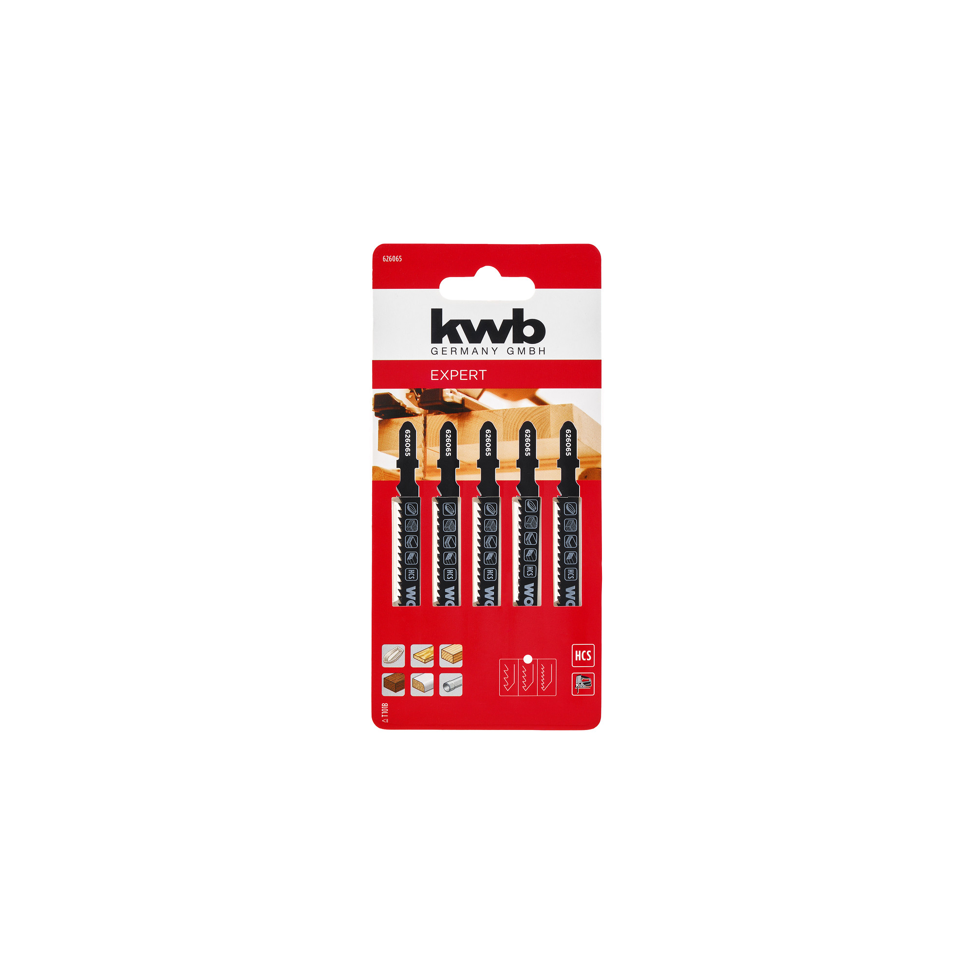 kwb Stichsägeblätter 100/75mm für Holzbearbeitung HCS T-Schaft fein