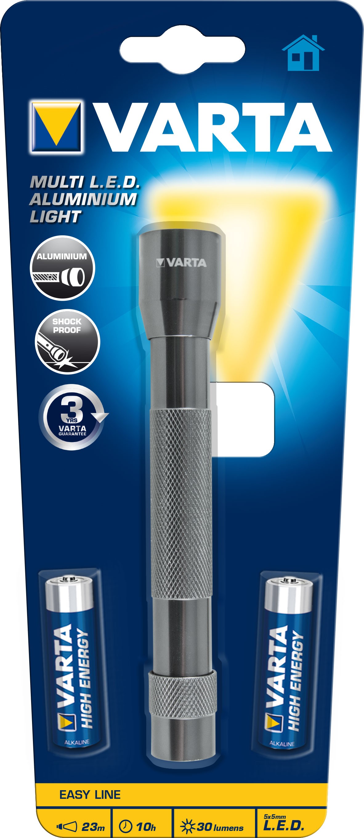 VARTA Taschenlampe Multi LED Alu Light 2AA