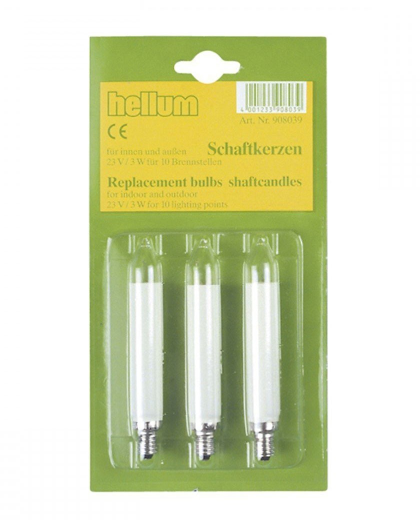 Ersatzlampen Schaftkerze elfenbein 23V 3W 3 Stück E10