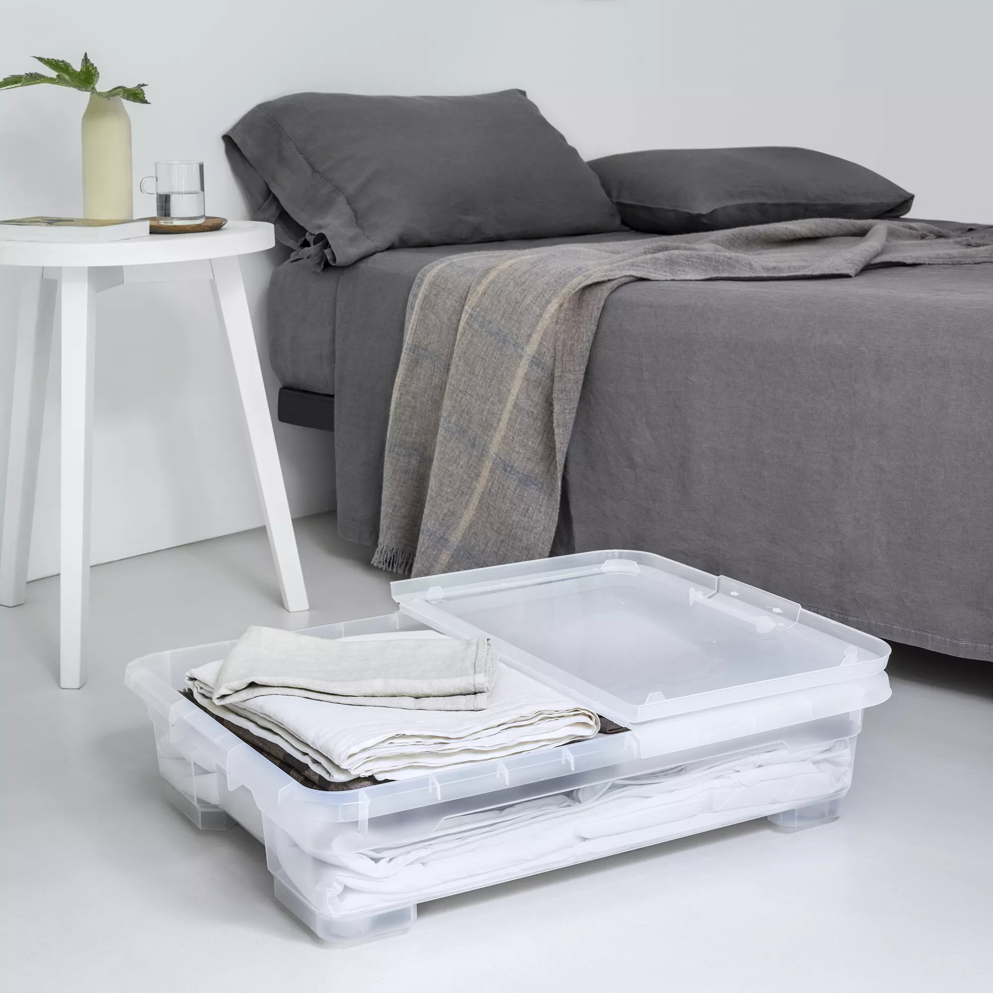 Unterbettkommode R Box Kunststoff transparent mit Rollen