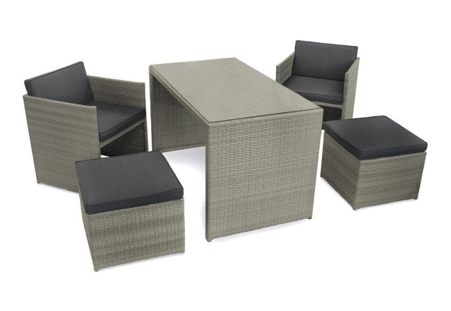 Bellavista  Balkonset Smart Balkonlounge Polyrattan grau meliert